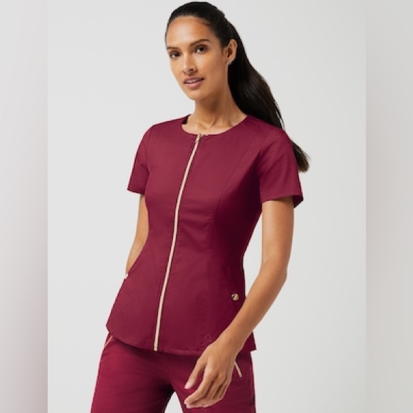 Jaanuu SET, Small, ROSE WINE(cargo pants and biker top, gold zippers/ hardware) - Picture 2 of 4